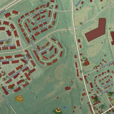 Close-up of the map of Trexlertown, Pennsylvania print showing street and building detail