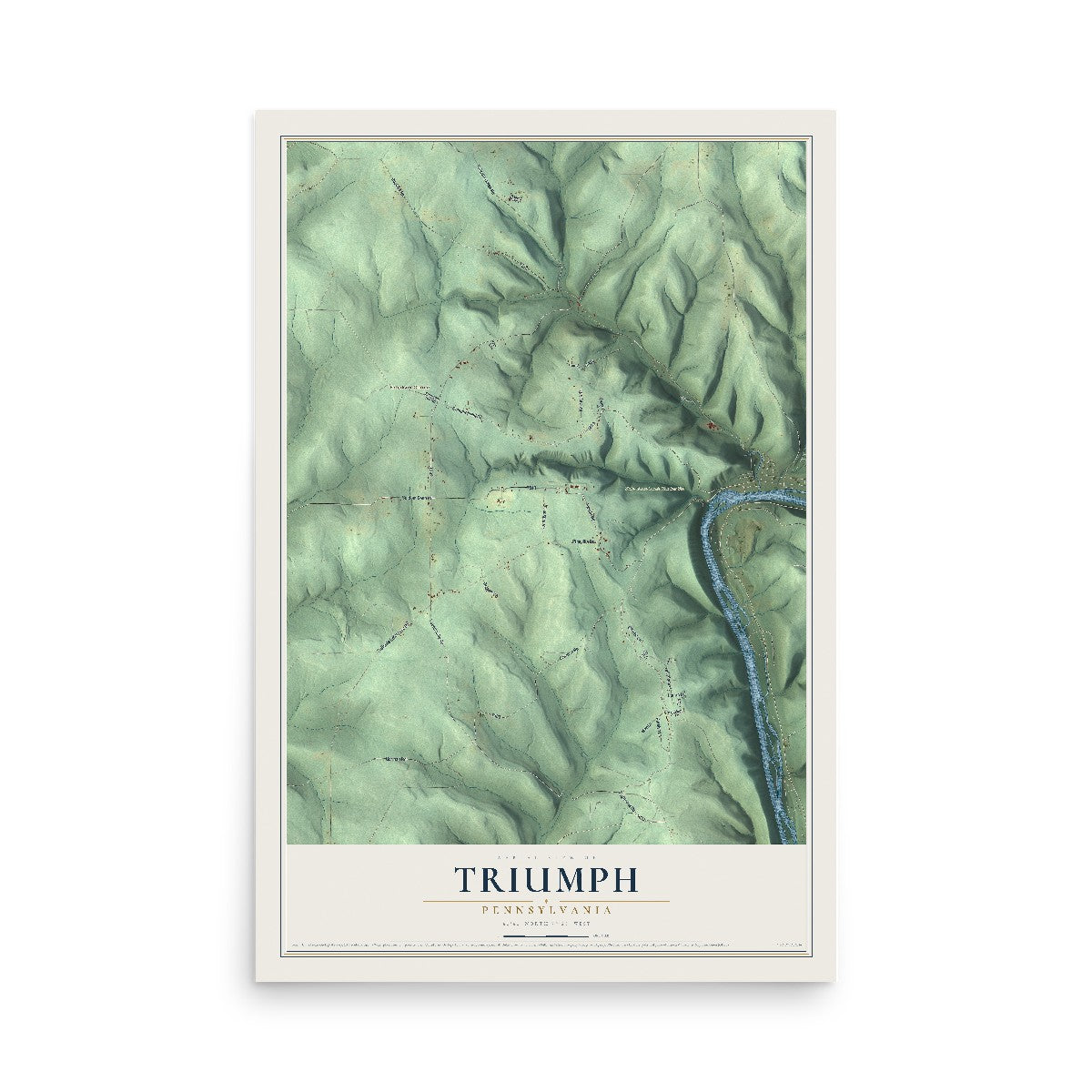 Map of Triumph, Pennsylvania, 12 x 18 inch unframed archival matte print
