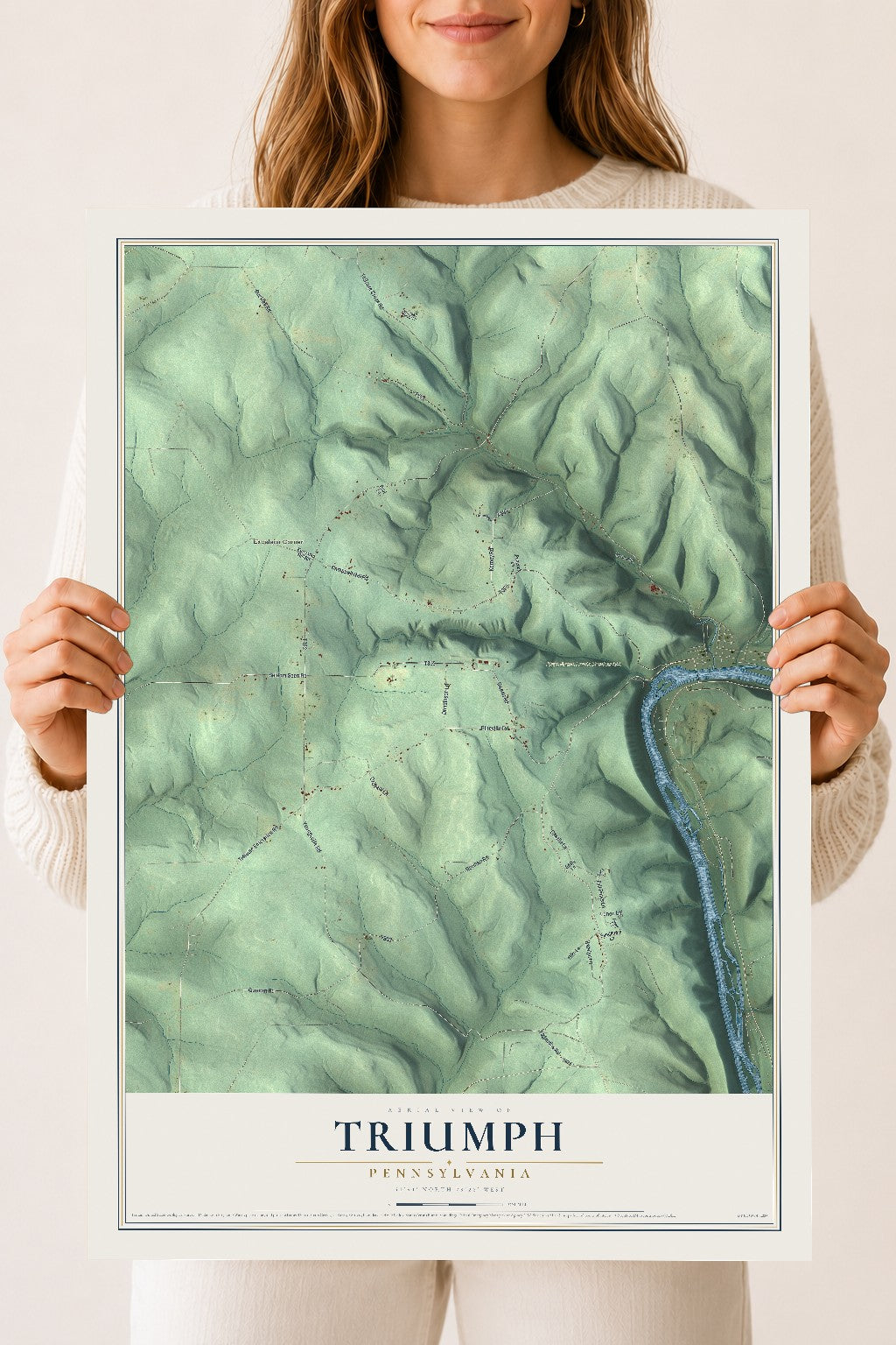 Map of Triumph, Pennsylvania, 18 x 24 inch unframed archival matte print