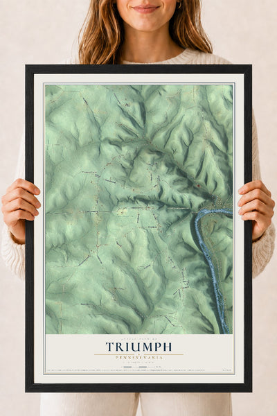 Map of Triumph, Pennsylvania, 18 x 24 inch print in a black wood frame