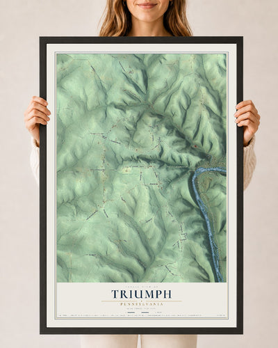 Map of Triumph, Pennsylvania, 24 x 36 inch print in a black wood frame
