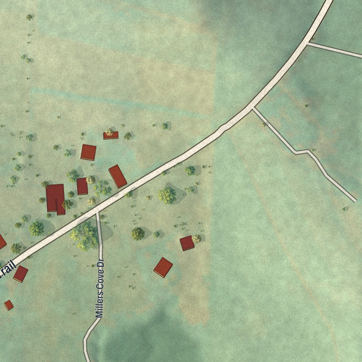 Second close-up of the map of Troutville, Pennsylvania print showing more streets and buildings