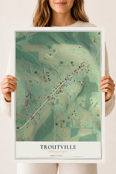 Map of Troutville, Pennsylvania, 18 x 24 inch unframed archival matte print