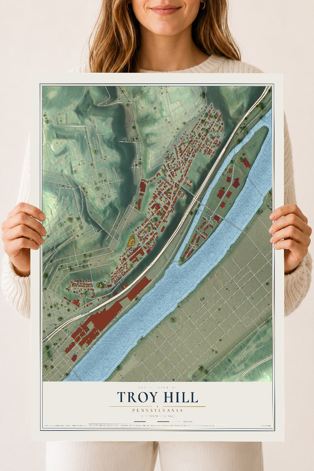 Map of Troy Hill, Pennsylvania, 18 x 24 inch unframed archival matte print