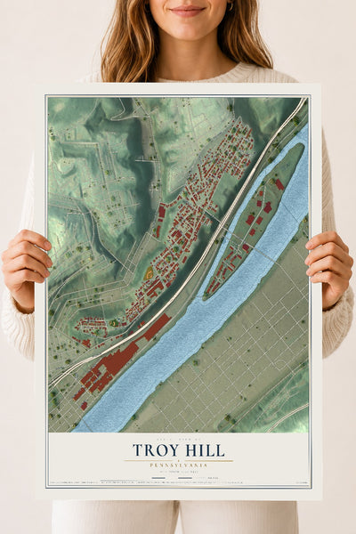 Map of Troy Hill, Pennsylvania, 18 x 24 inch unframed archival matte print