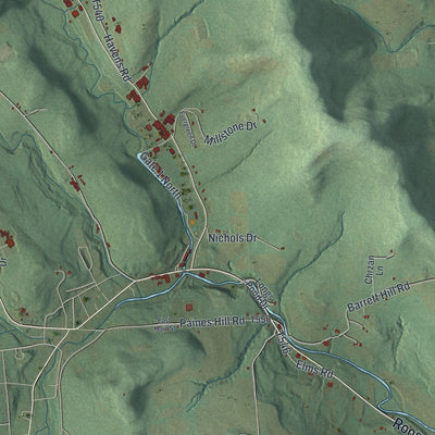 Second close-up of the map of Troy, Bradford County, Pennsylvania print showing more streets and buildings