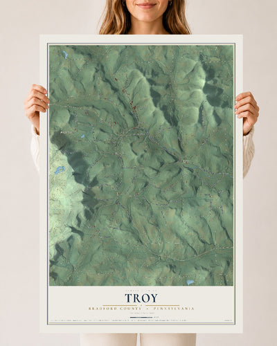 Map of Troy, Bradford County, Pennsylvania, 24 x 36 inch unframed archival matte print