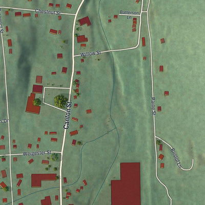 Second close-up of the map of the Borough of Troy, Bradford County, Pennsylvania print showing more streets and buildings