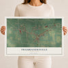 Map of Trumbauersville, Pennsylvania, 12 x 18 inch unframed archival matte print