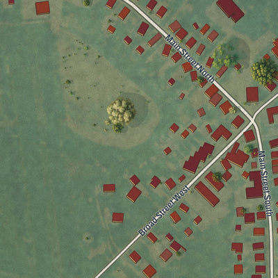 Second close-up of the map of Trumbauersville, Pennsylvania print showing more streets and buildings