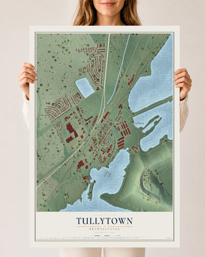 Map of Tullytown, Pennsylvania, 24 x 36 inch unframed archival matte print