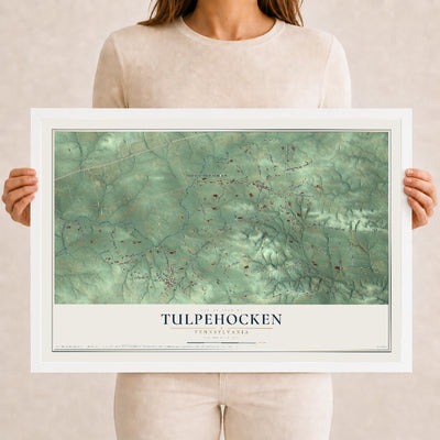 Map of Tulpehocken, Pennsylvania, 12 x 18 inch print in a white wood frame