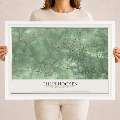 Map of Tulpehocken, Pennsylvania, 18 x 24 inch print in a white wood frame