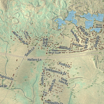 Second close-up of the map of Tunkhannock, Monroe County, Pennsylvania print showing more streets and buildings