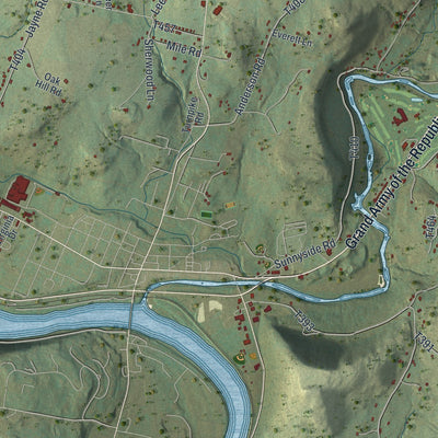 Close-up of the map of Tunkhannock, Wyoming County, Pennsylvania print showing street and building detail