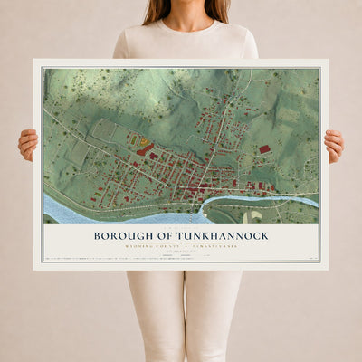 Map of the Borough of Tunkhannock, Wyoming County, Pennsylvania, 24 x 36 inch unframed archival matte print