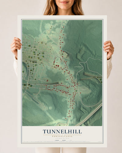 Map of Tunnelhill, Pennsylvania, 24 x 36 inch unframed archival matte print