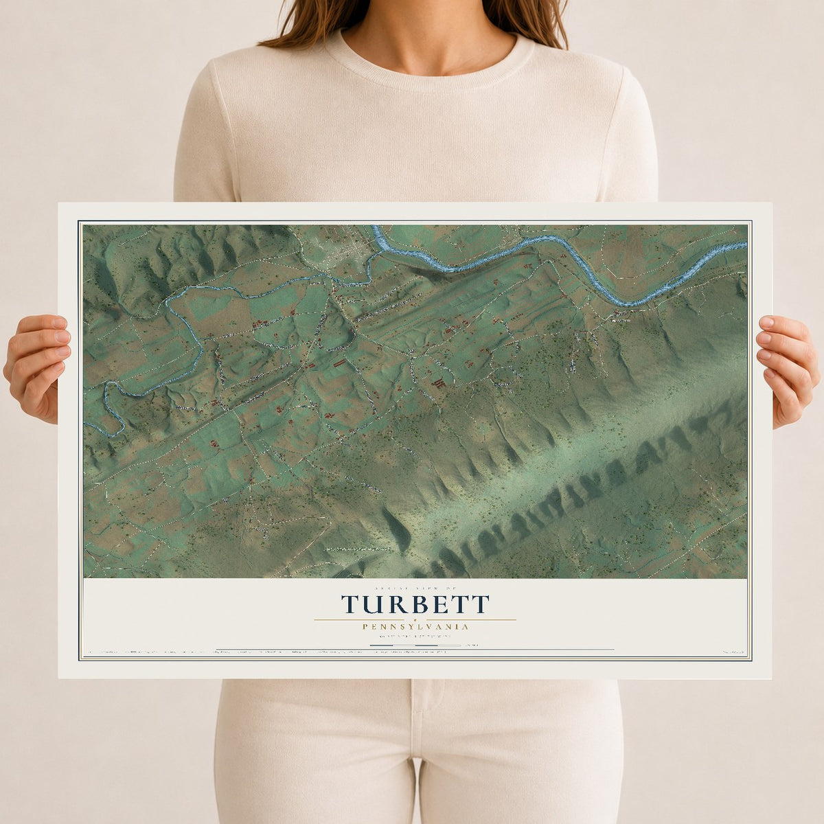 Map of Turbett, Pennsylvania, 12 x 18 inch unframed archival matte print
