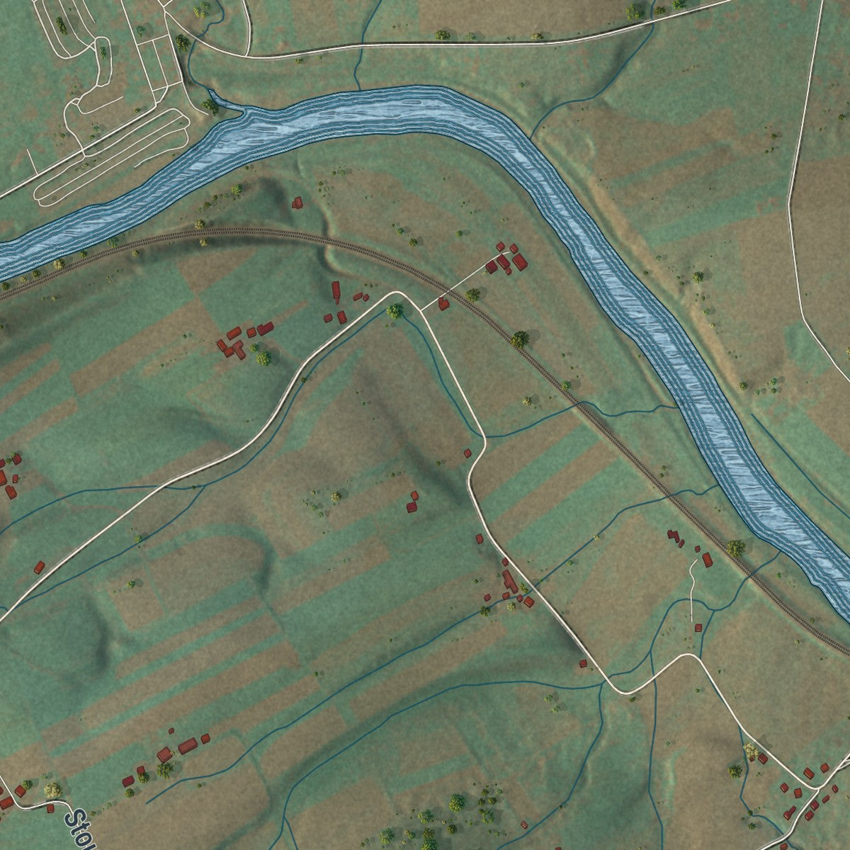 Close-up of the map of Turbett, Pennsylvania print showing street and building detail