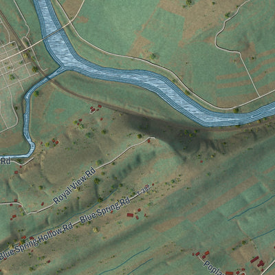Second close-up of the map of Turbett, Pennsylvania print showing more streets and buildings