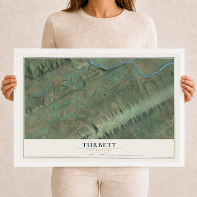 Map of Turbett, Pennsylvania, 12 x 18 inch print in a white wood frame