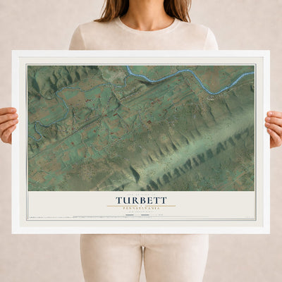 Map of Turbett, Pennsylvania, 18 x 24 inch print in a white wood frame