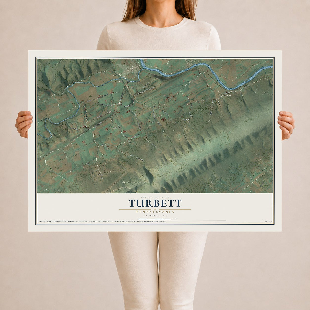 Map of Turbett, Pennsylvania, 24 x 36 inch unframed archival matte print