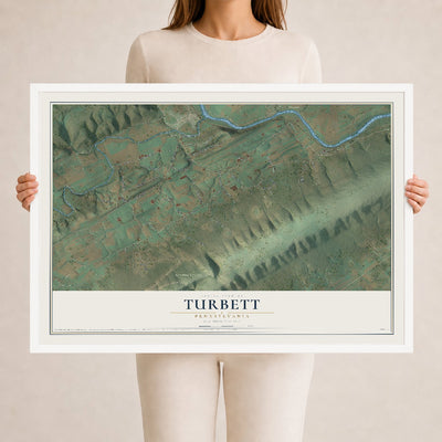 Map of Turbett, Pennsylvania, 24 x 36 inch print in a white wood frame
