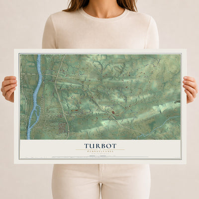 Map of Turbot, Pennsylvania, 12 x 18 inch unframed archival matte print