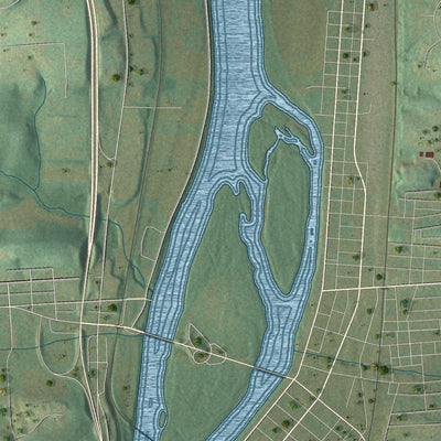 Close-up of the map of Turbot, Pennsylvania print showing street and building detail