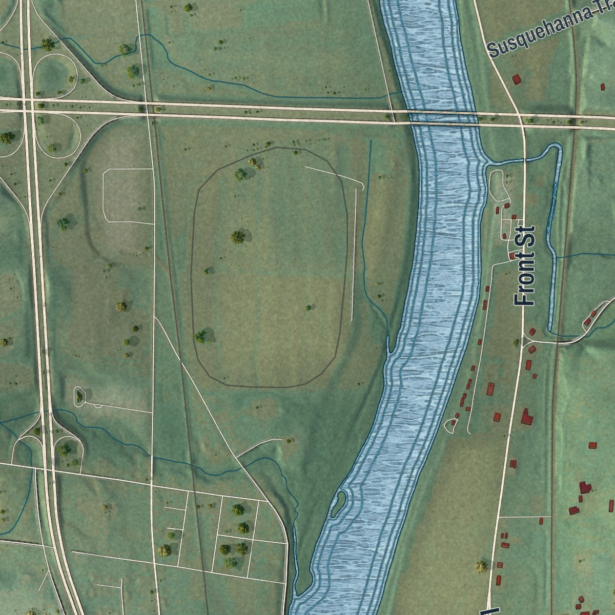 Second close-up of the map of Turbot, Pennsylvania print showing more streets and buildings