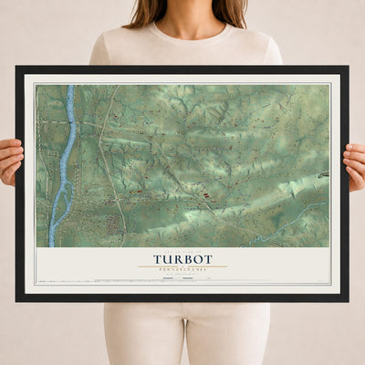 Map of Turbot, Pennsylvania, 18 x 24 inch print in a black wood frame