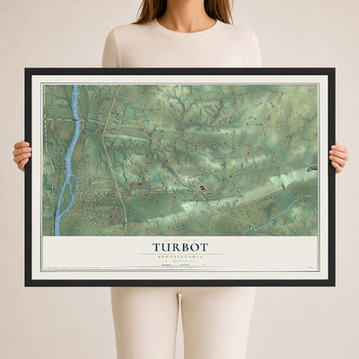 Map of Turbot, Pennsylvania, 24 x 36 inch print in a black wood frame