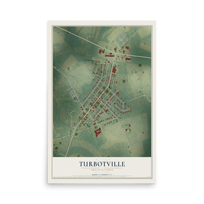 Map of Turbotville, Pennsylvania, 12 x 18 inch unframed archival matte print