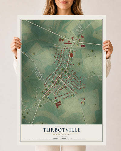 Map of Turbotville, Pennsylvania, 24 x 36 inch unframed archival matte print