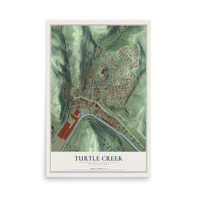 Map of Turtle Creek, Pennsylvania, 12 x 18 inch unframed archival matte print
