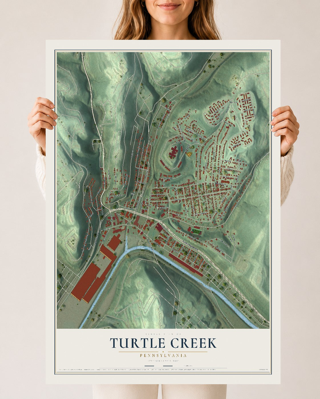 Map of Turtle Creek, Pennsylvania, 24 x 36 inch unframed archival matte print