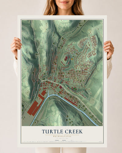 Map of Turtle Creek, Pennsylvania, 24 x 36 inch unframed archival matte print