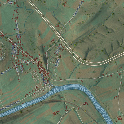 Close-up of the map of Tuscarora, Turbett Township, Juniata County, Pennsylvania print showing street and building detail