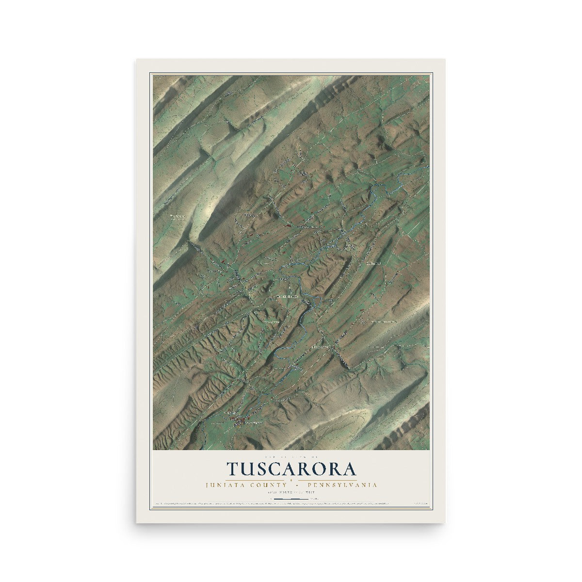 Map of Tuscarora, Juniata County, Pennsylvania, 12 x 18 inch unframed archival matte print