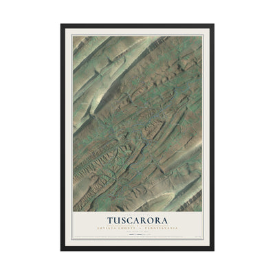 Map of Tuscarora, Juniata County, Pennsylvania, 12 x 18 inch print in a black wood frame