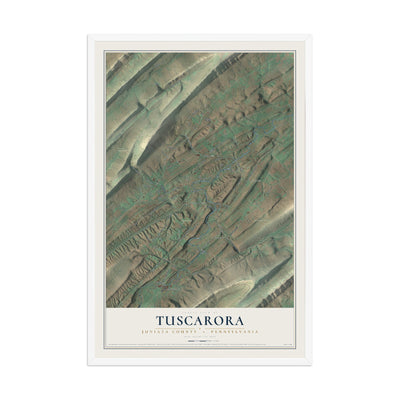 Map of Tuscarora, Juniata County, Pennsylvania, 12 x 18 inch print in a white wood frame