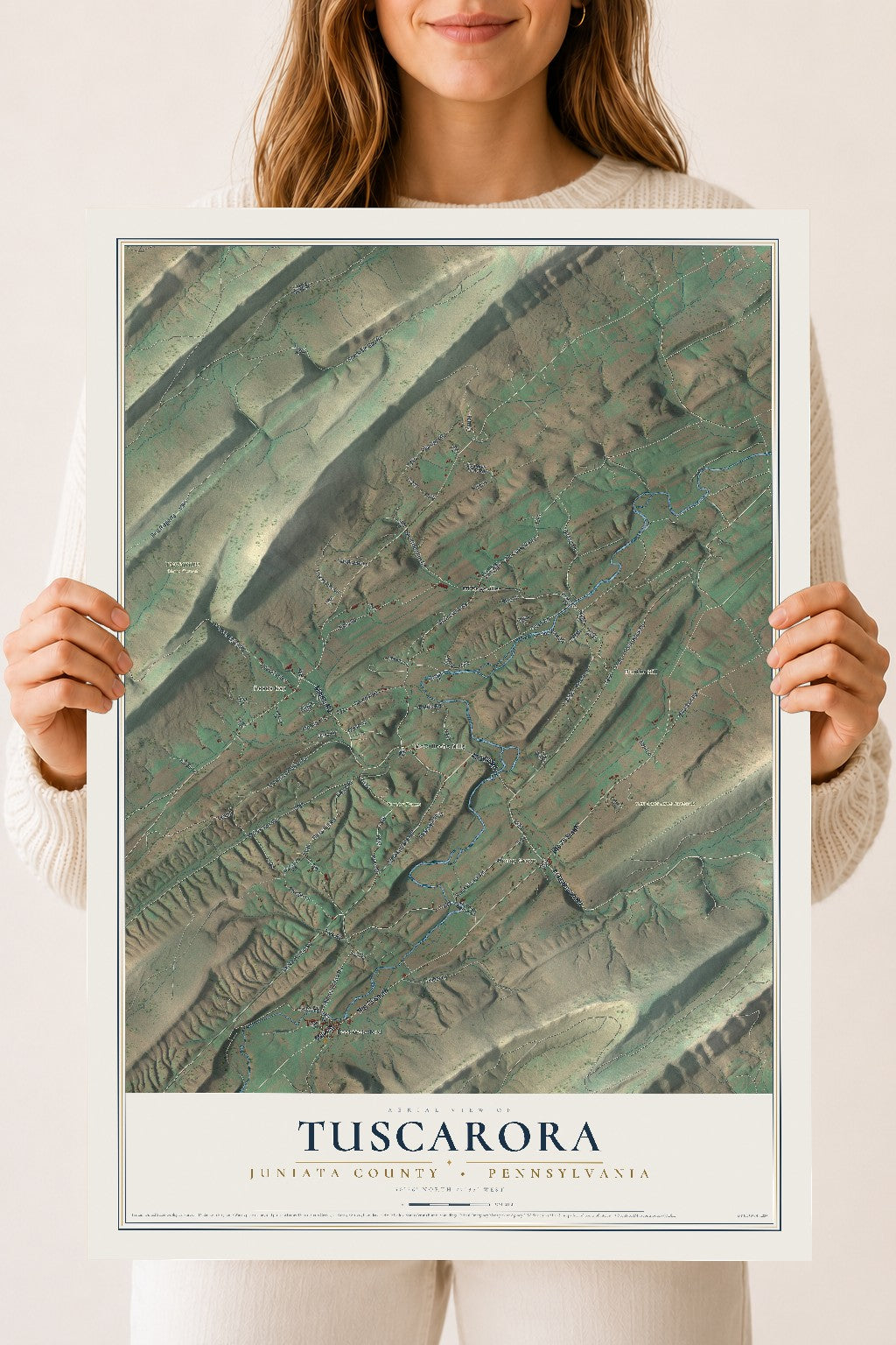 Map of Tuscarora, Juniata County, Pennsylvania, 18 x 24 inch unframed archival matte print