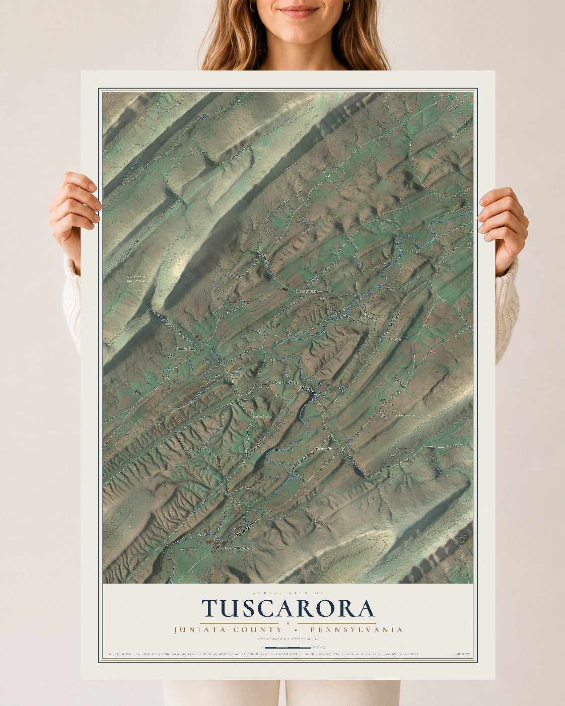 Map of Tuscarora, Juniata County, Pennsylvania, 24 x 36 inch unframed archival matte print