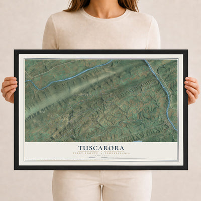 Map of Tuscarora, Perry County, Pennsylvania, 12 x 18 inch print in a black wood frame