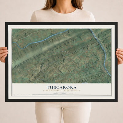 Map of Tuscarora, Perry County, Pennsylvania, 18 x 24 inch print in a black wood frame