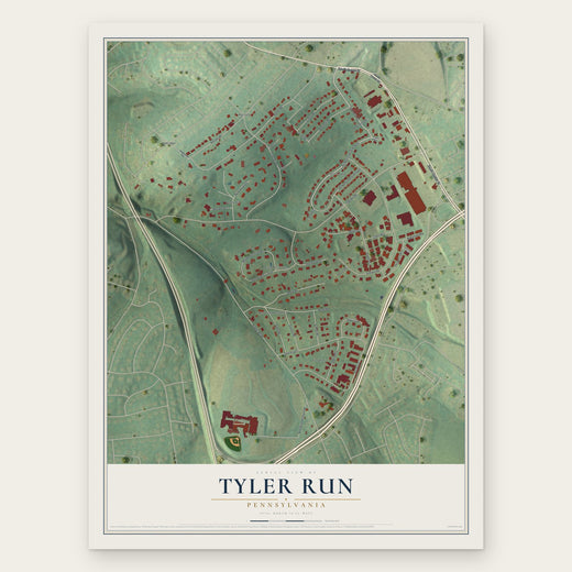 Tyler Run, Pennsylvania map print, the full design