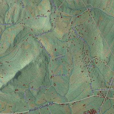 Second close-up of the map of Tyrone, Adams County, Pennsylvania print showing more streets and buildings