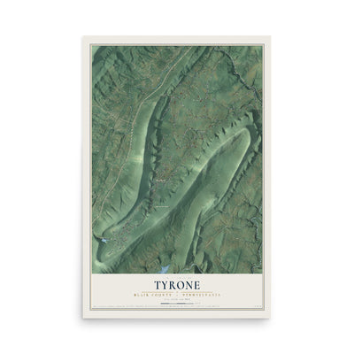 Map of Tyrone, Blair County, Pennsylvania, 12 x 18 inch unframed archival matte print