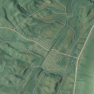Close-up of the map of Tyrone, Blair County, Pennsylvania print showing street and building detail